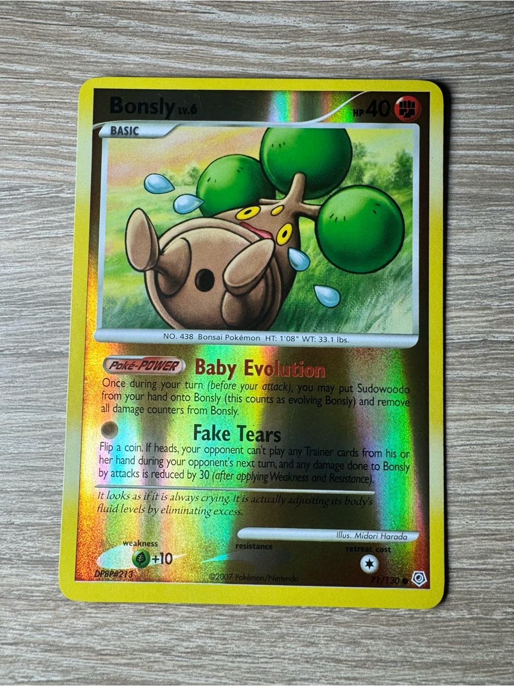 Bonsly #71/Reverse Holo/Pokemon Diamond & Pearl